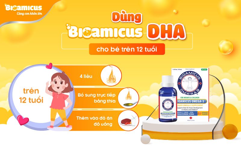 Cách dùng Bioamicus DHA cho trẻ trên 7 tuổi