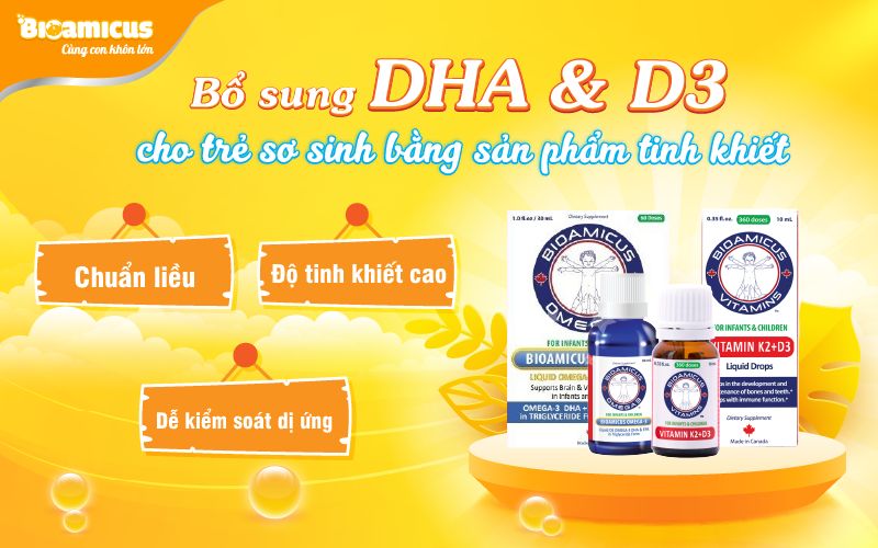 BioAmicus DHA và BiOAmicus D3K2 tinh khiết cho trẻ từ sơ sinh