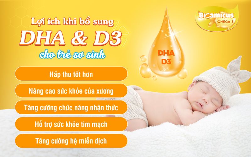 Các lợi ích khi bổ sung DHA cùng D3 cho trẻ sơ sinh