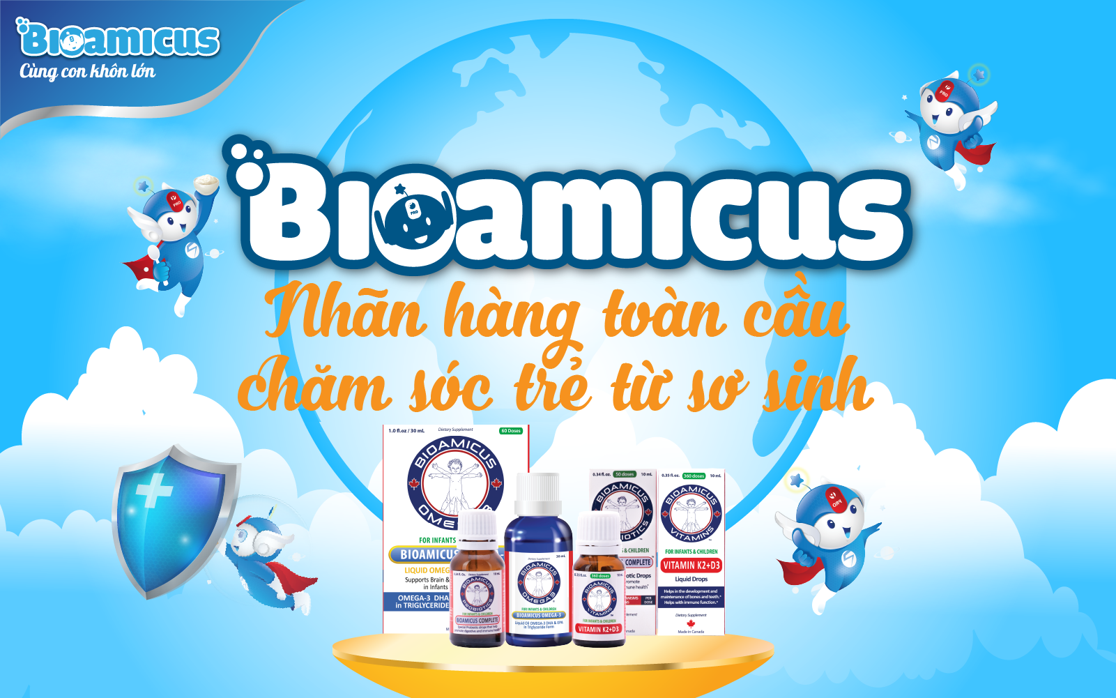 BioAmicus nhãn hàng toàn cầu, chăm sóc sức khỏe trẻ từ sơ sinh