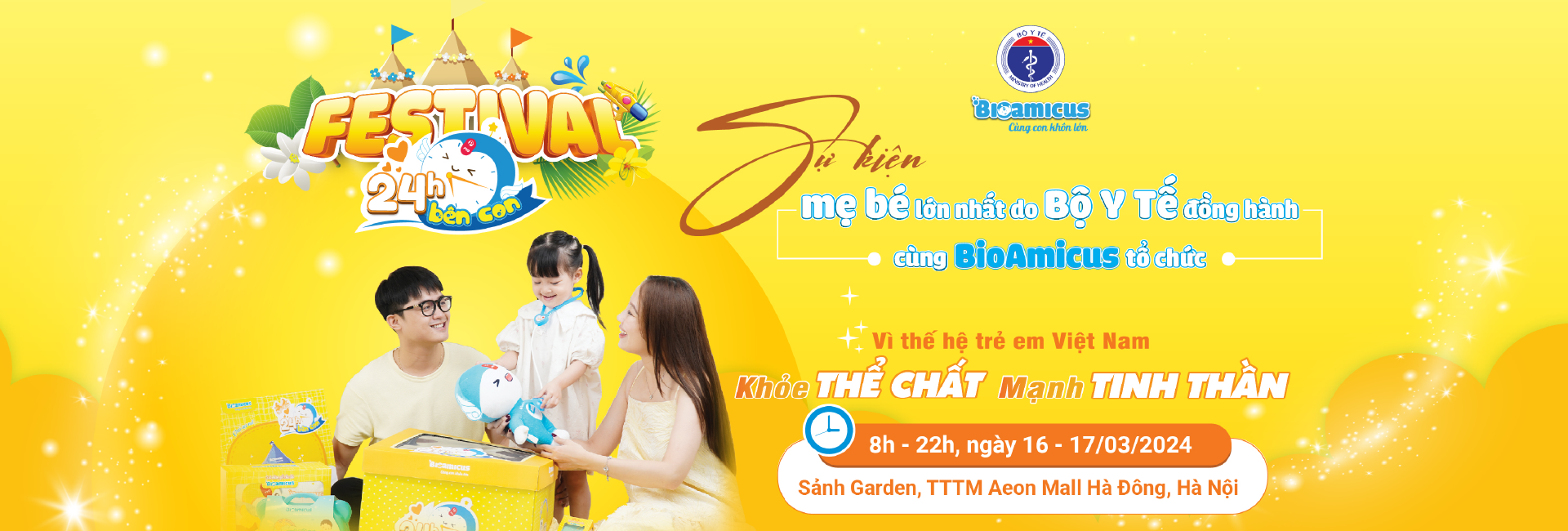 banner festival 24h bên con vì thế hệ trẻ em Việt Nam khỏe thể chất, mạnh tinh thần