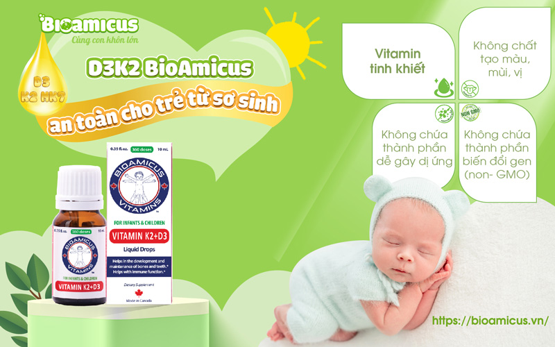 bioamicus vitamin k2 d3 dùng được cho trẻ sơ sinh