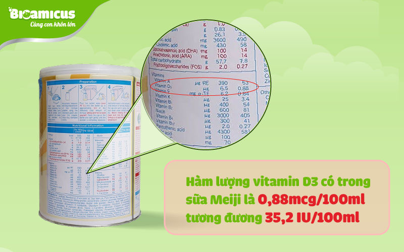 sữa công thức chứa bao nhiêu d3