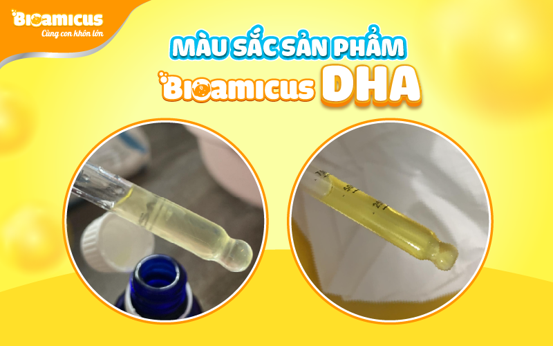 màu sắc của bioamicus DHA doa động từ vàng nhạt đến cam đậm