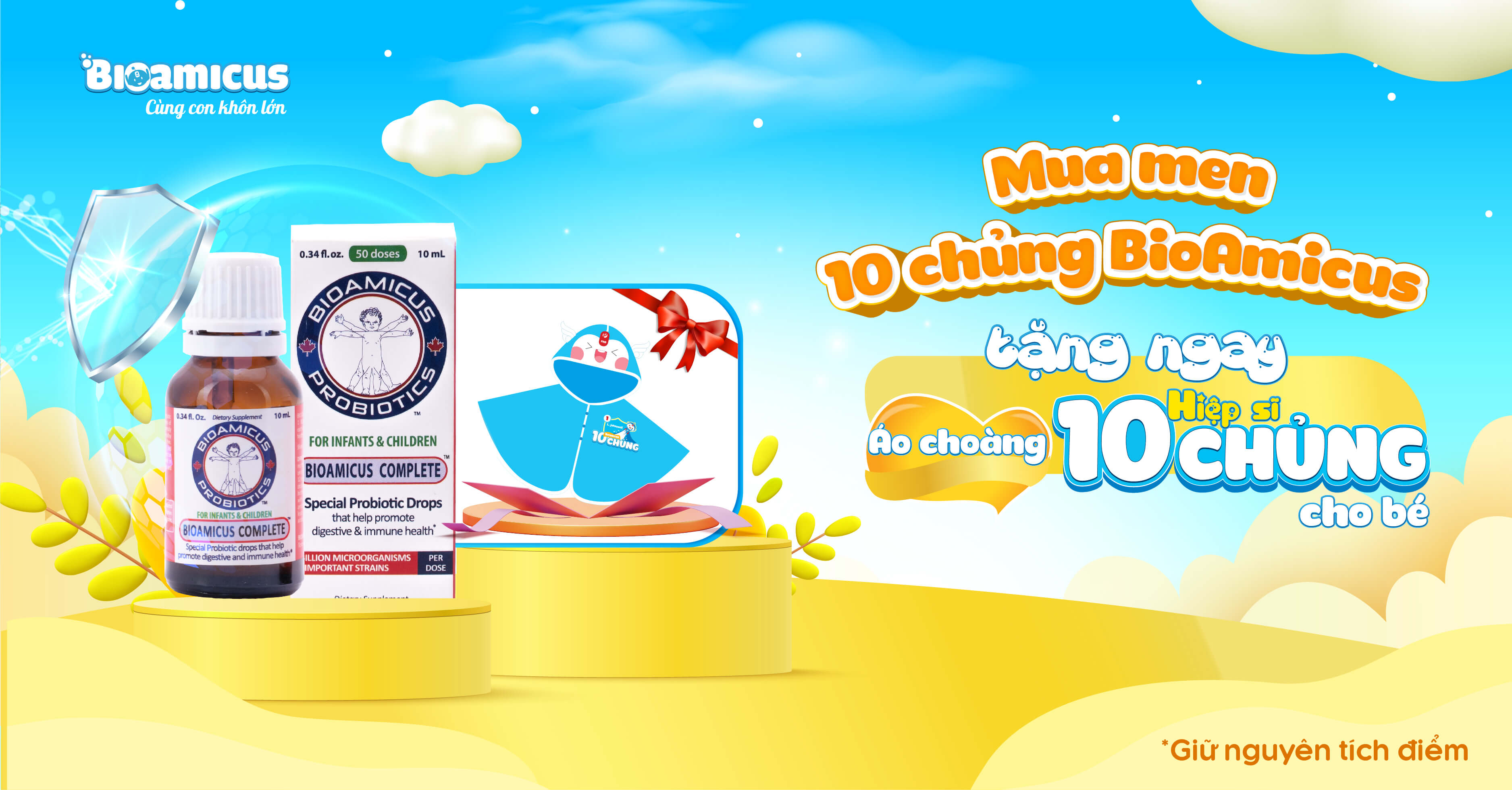 mua men 10 chủng tặng áo choàng hiệp sĩ Bioamicus