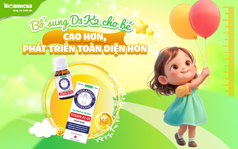 Bổ sung d3K2 cho bé cao lớn