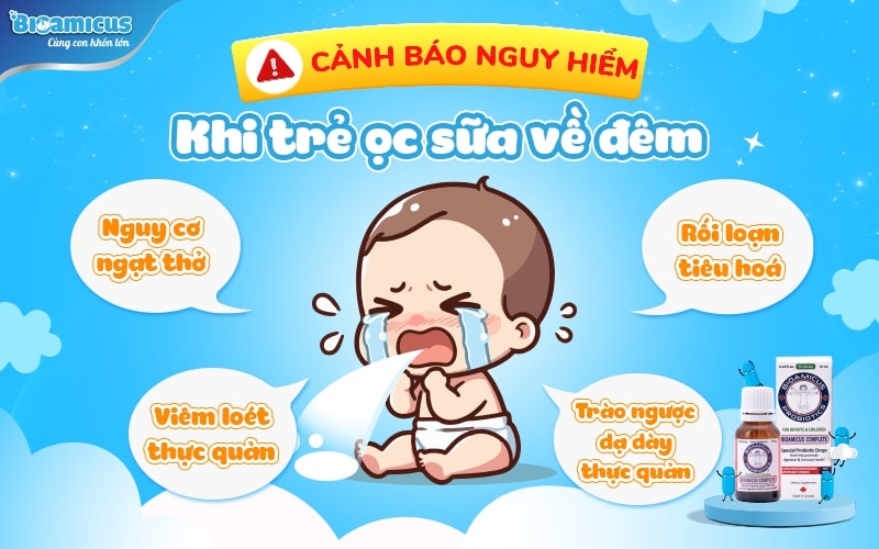 cảnh báo nguy hiểm khi trẻ ọc sữa về đêm