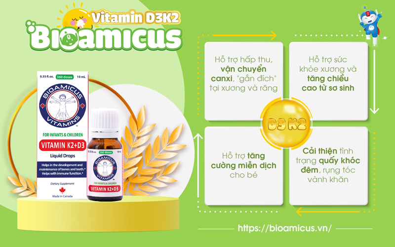 BioAmicus vitamin D3K2 cho tác dụng vượt trội