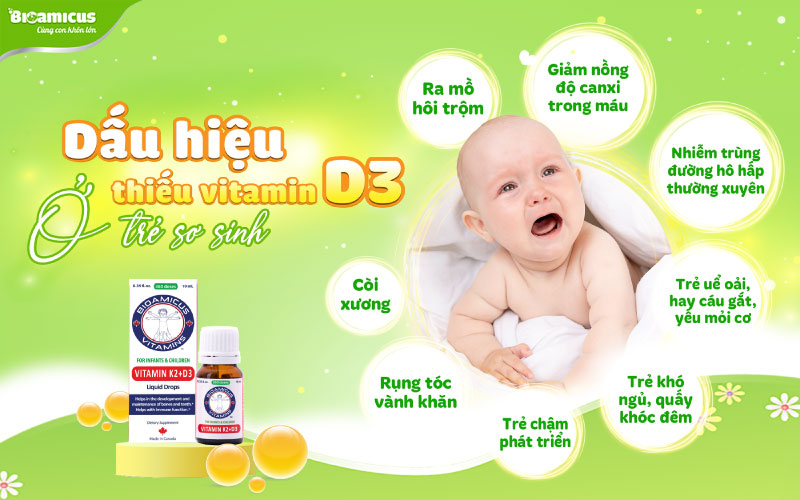 dấu hiệu thiếu D3 ở trẻ sơ sinh