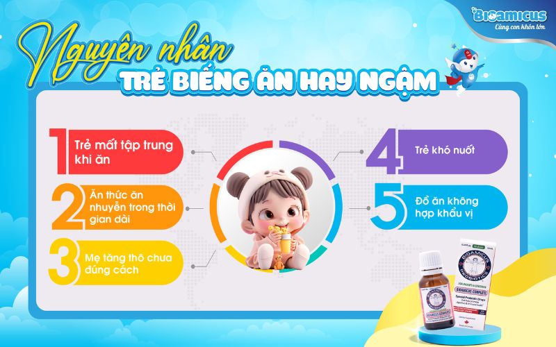 nguyên nhân trẻ biếng ăn hay ngậm