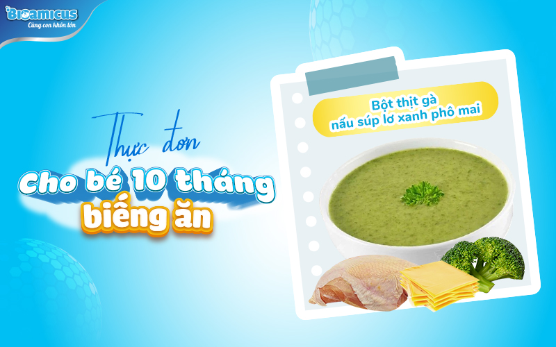 thành phẩm bột thịt gà súp lơ xanh phô mai