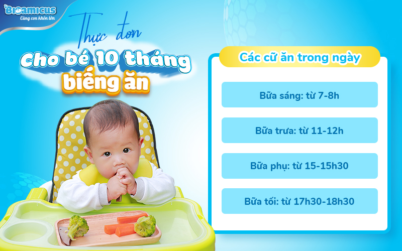 các cữ ăn trong ngày cho bé 10 tháng tuổi