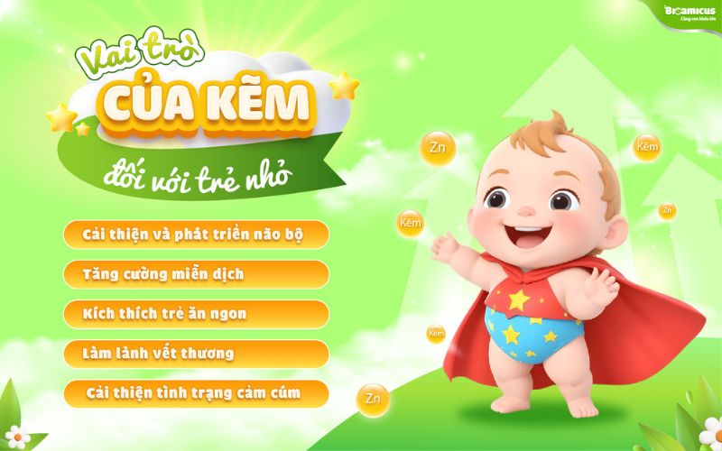 vai trò của kẽm đối với trẻ nhỏ