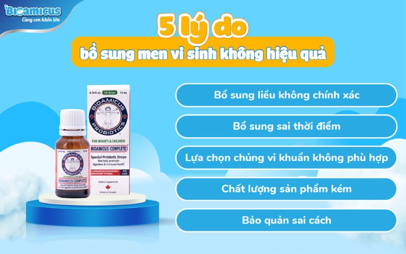 5 lý do bổ sung men vi sinh không hiệu quả