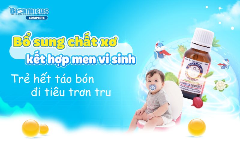 bổ sung chất xơ và men vi sinh cho trẻ hết táo bón