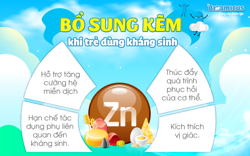 lợi ích của việc bổ sung kẽm cho bé khi uống kháng sinh