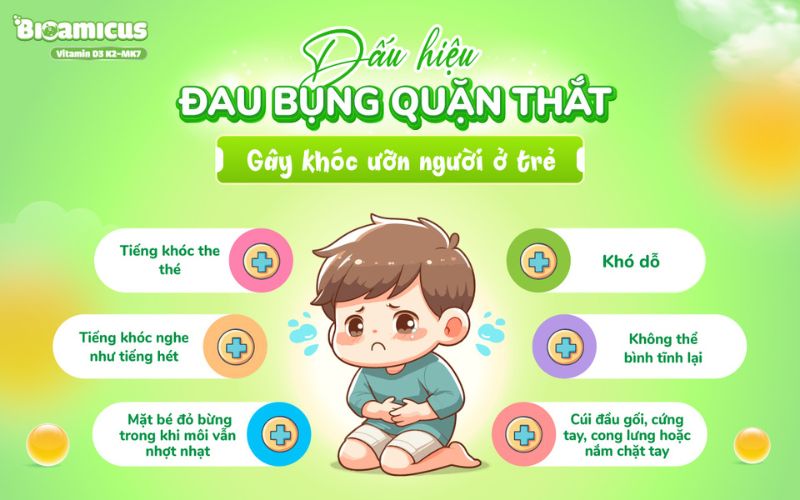 trẻ đau bụng quặn thắt gây khóc ưỡn người