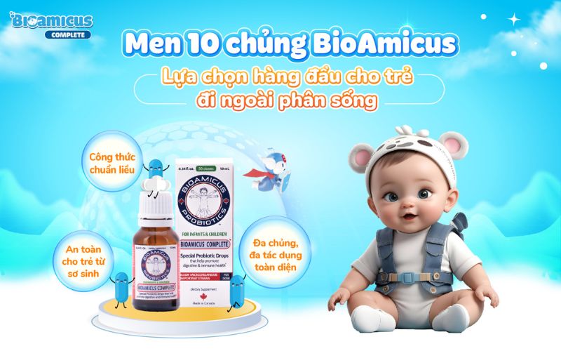 men 10 chủng bioamicus cho trẻ đi phân sống