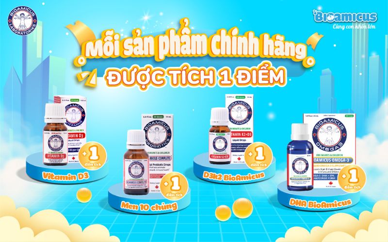 mỗi sản phẩm bioamicus chính hãng được tích 1 điểm