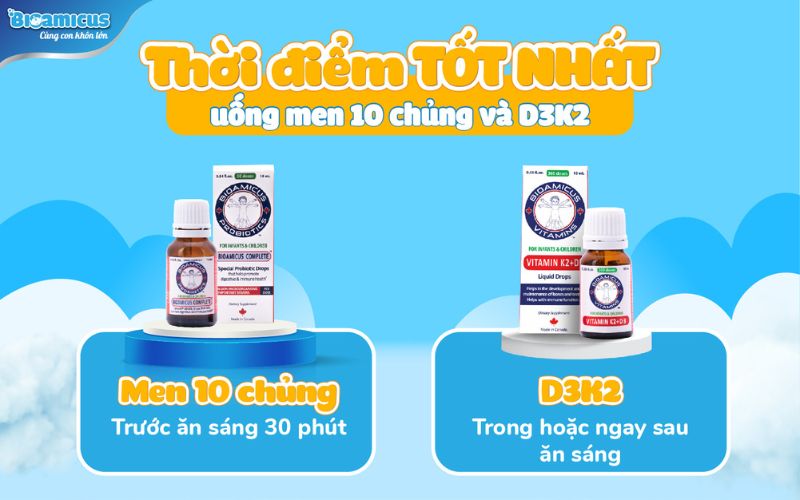 thời điểm tốt nhất uống men 10 chủng và d3