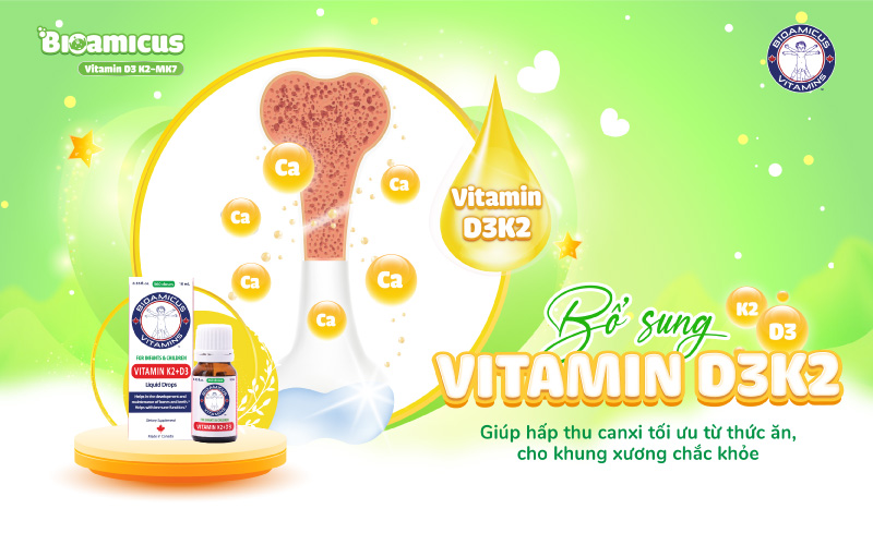 bổ sung đầy đủ dinh dưỡng, vitamin D3K2 cho bé nhanh biết đi