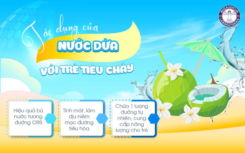 Nước dừa mang lại nhiều lợi ích cho trẻ bị tiêu chảy