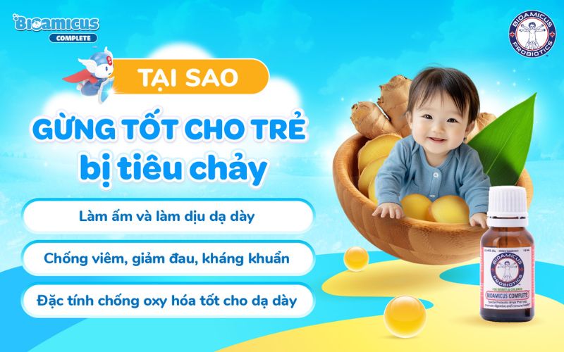 Gừng mang lại nhiêu lợi ích cho trẻ bị tiêu chảy