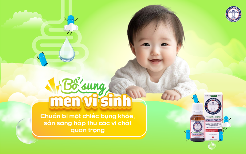 trẻ còi xương bổ sung men 10 chủng hỗ trợ hấp thu dưỡng chất