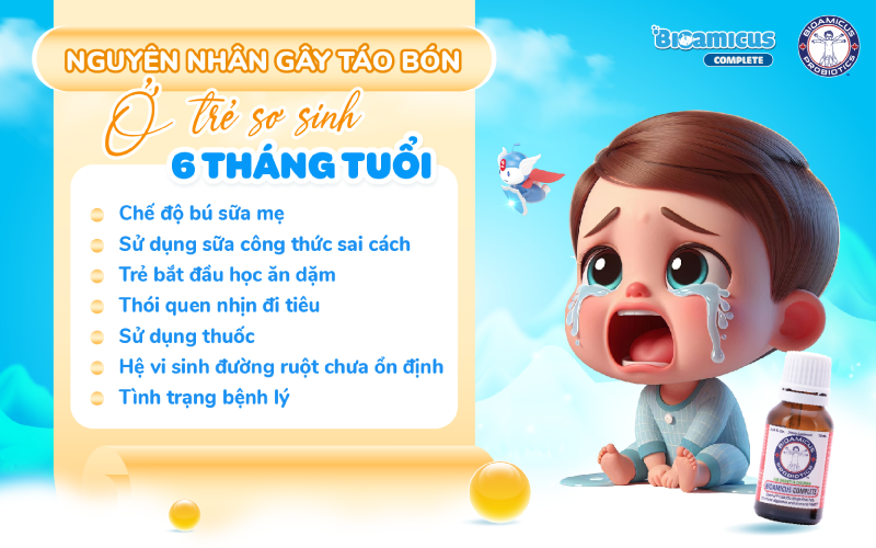 nguyên nhân táo bón ở trẻ 6 tháng tuổi