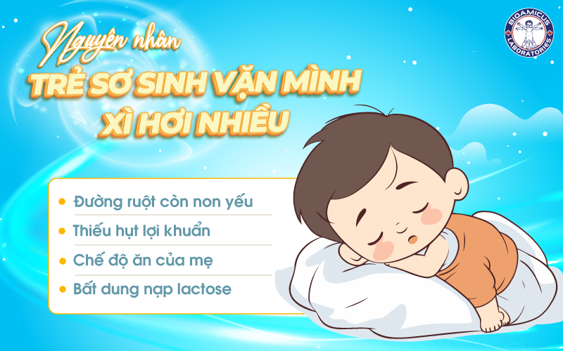 Nguyên nhân trẻ sơ sinh vặn mình xì hơi nhiều