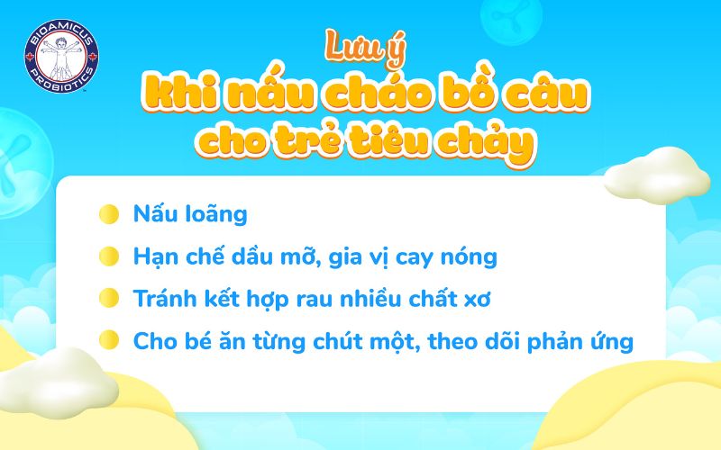 lưu ý khi nấu cháo bồ câu cho trẻ tiêu chảy