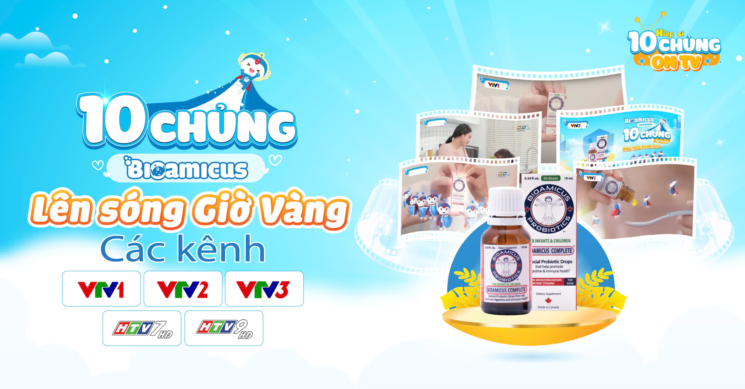 BioAmicus Complete - 10 chủng lợi khuẩn lên sóng giờ vàng các kênh VTV, HTV