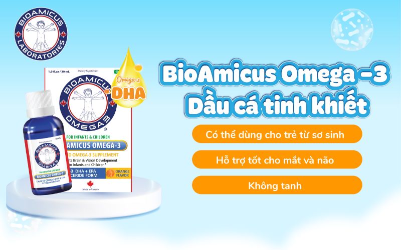 dha bioamicus omega-3 dầu cá tinh khiết cho trẻ từ sơ sinh