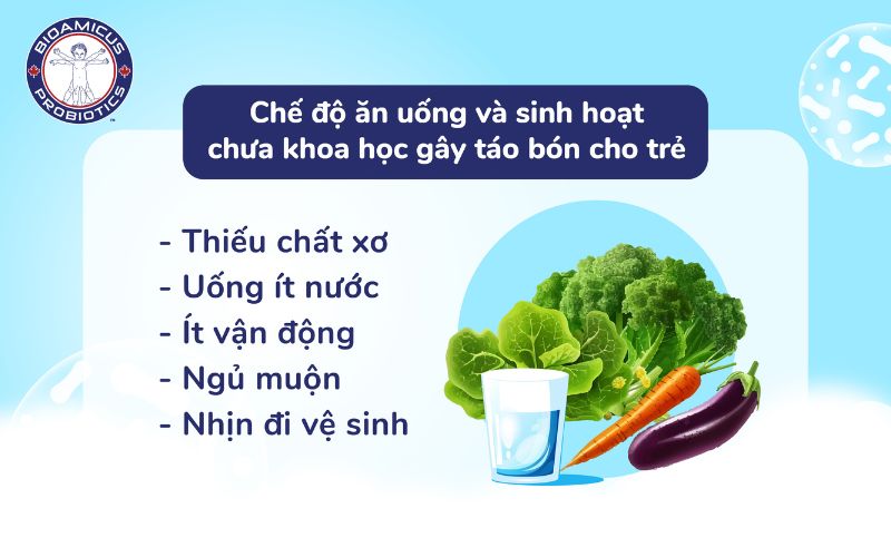 Chế độ sinh hoạt chưa khoa học gây táo bón ở trẻ