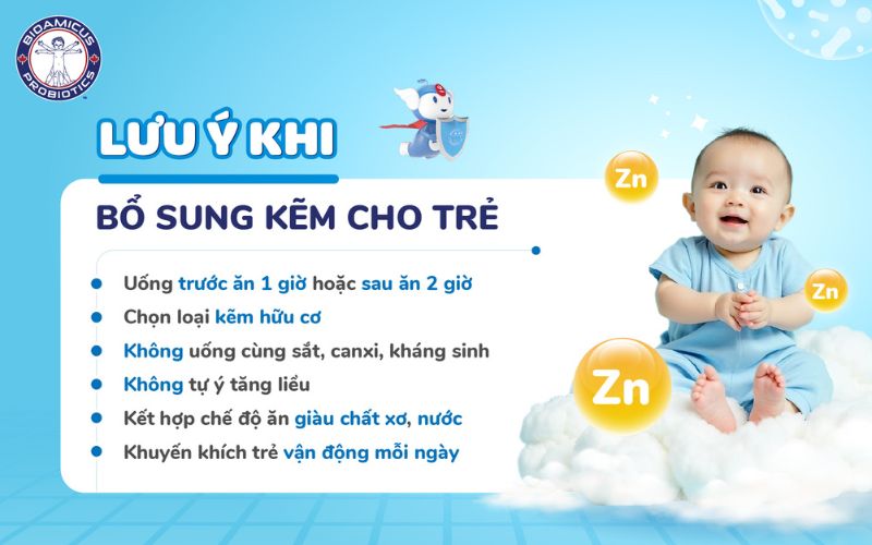 Lưu ý khi bổ sung kẽm cho trẻ