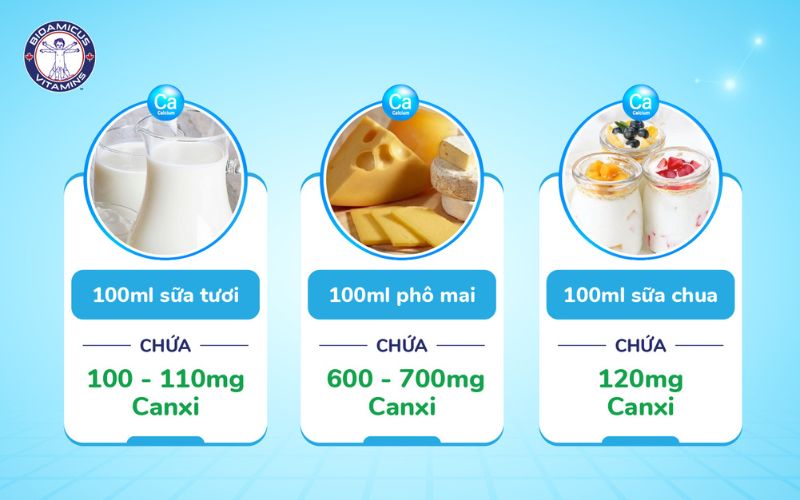 Canxi trong sữa và các sản phẩm từ sữa