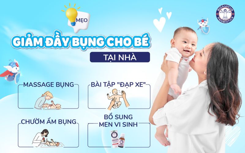 Mẹo giảm đầy bụng cho bé