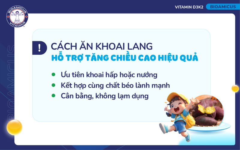 Cách ăn khoai lang hỗ trợ tăng chiều cao
