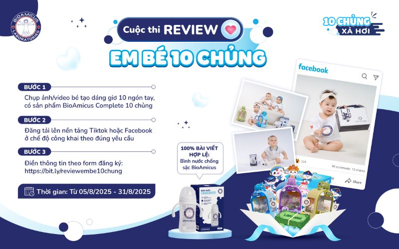 CƠ HỘI SĂN QUÀ HẤP DẪN CÙNG CUỘC THI REVIEW “EM BÉ 10 CHỦNG”