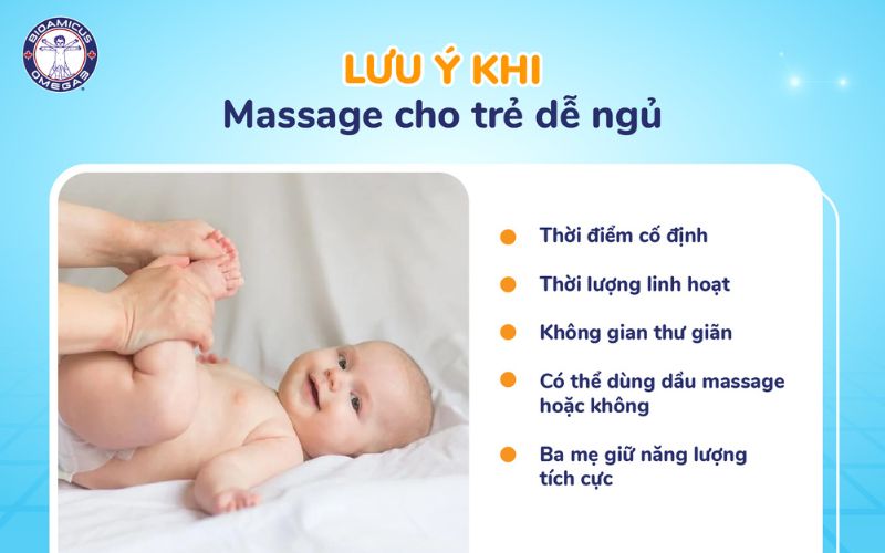 Lưu ý khi massage cho trẻ dễ ngủ