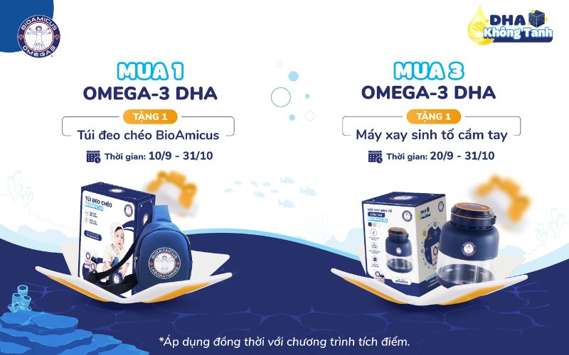 mua 1 tặng 1, mua 3 tặng 1 cùng DHA BioAmicus Omega-3