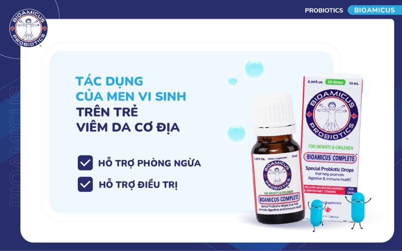 Tác dụng của men vi sinh trên trẻ viêm da cơ địa
