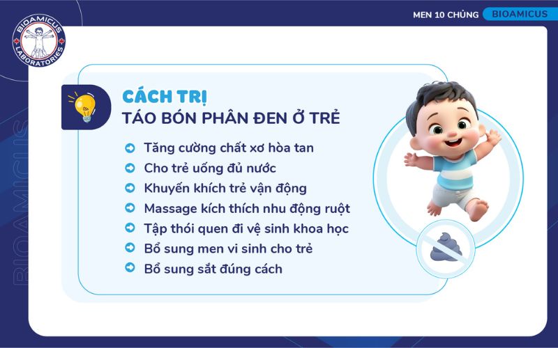 Cách trị táo bón phân đen ở trẻ