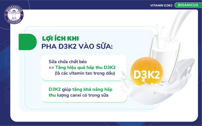 lợi ích khi pha D3K2 vào sữa