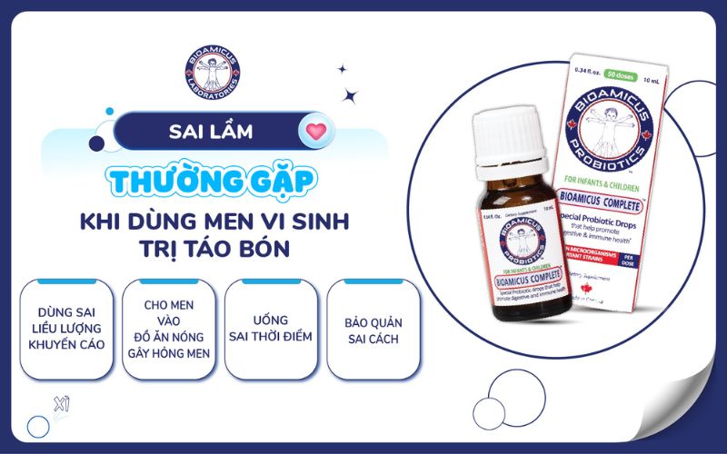 sai lầm thường gặp khi dùng men vi sinh cho trẻ bị táo bón