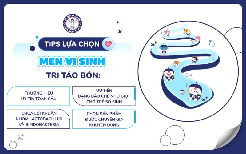 tips lựa chọn men vi sinh cho trẻ bị táo bón