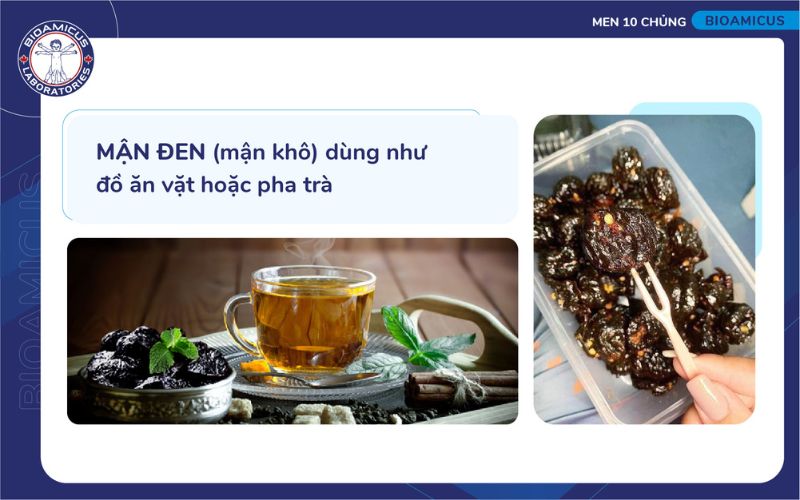 dùng mận đen như đồ ăn vặt hoặc pha trà