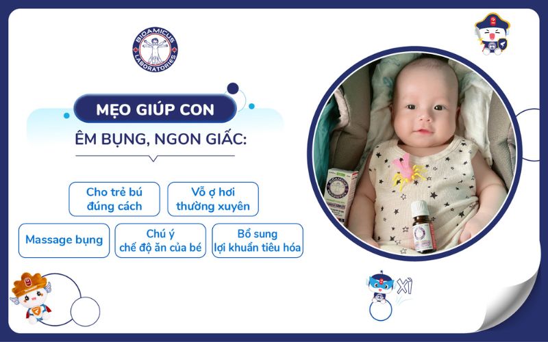 Mẹo giúp con êm bụng, ngủ ngon giấc