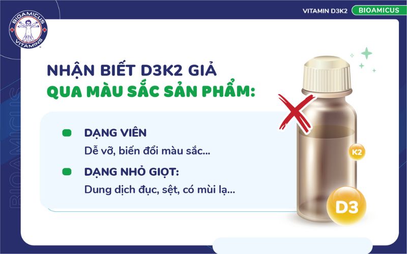 nhận biết d3k2 qua màu sắc sản phẩm