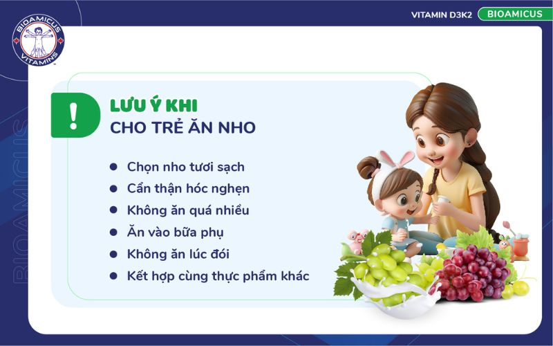 Lưu &yacute; khi cho trẻ ăn nho